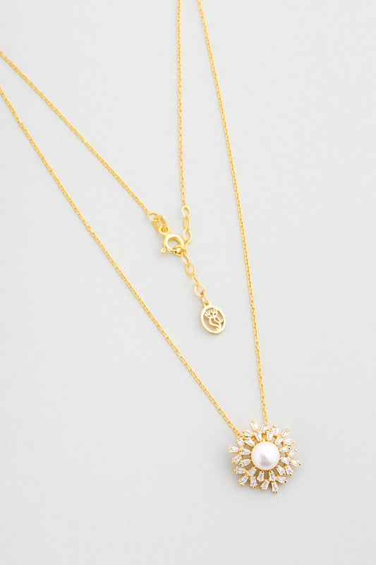 Inci Güneşi 18 Ayar Sarı Altın Kaplama 42 Cm Gümüş Kolye 5207706244