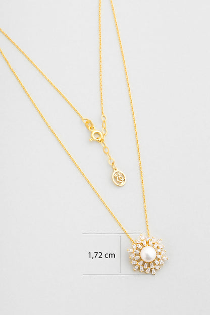 Inci Güneşi 18 Ayar Sarı Altın Kaplama 42 Cm Gümüş Kolye 5207706244