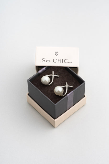 Moonlight 18 Ayar Beyaz Altın Kaplama Gümüş Küpe 5208116299