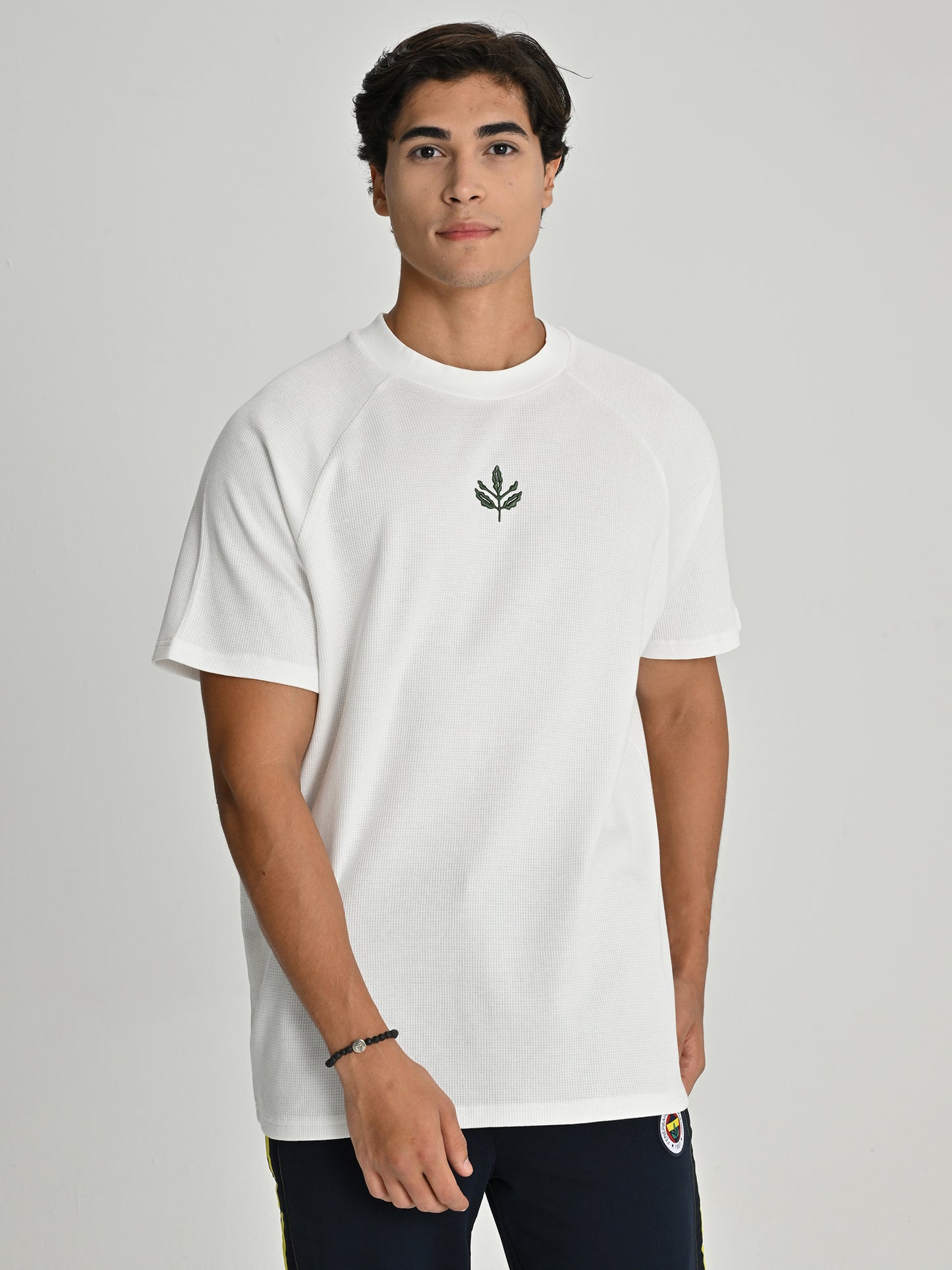 Fenerbahçe Ekru Trend Kontrast Dikişli Erkek Tshirt