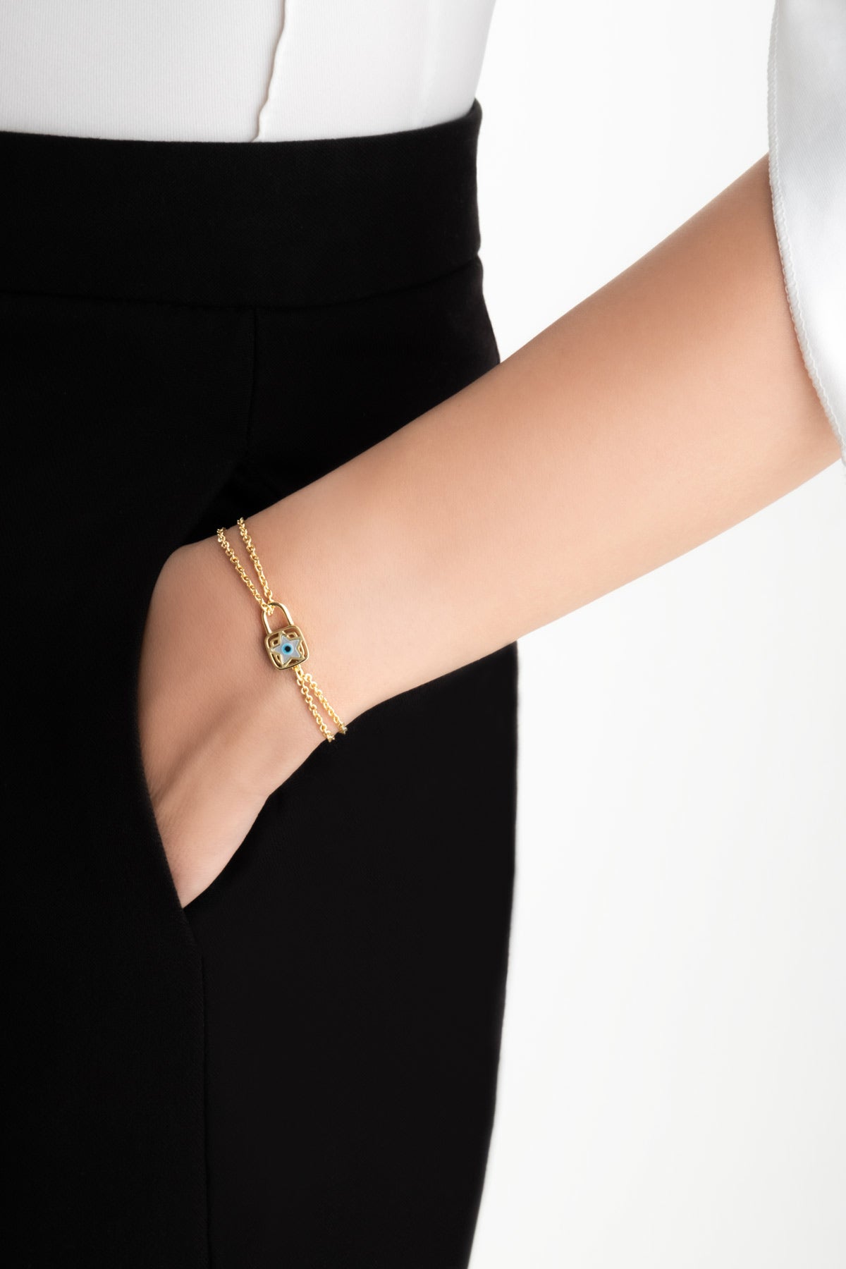 Şans Yıldızı 18 Ayar Sarı Altın Kaplama 19 Cm Gümüş Bileklik 5208760544