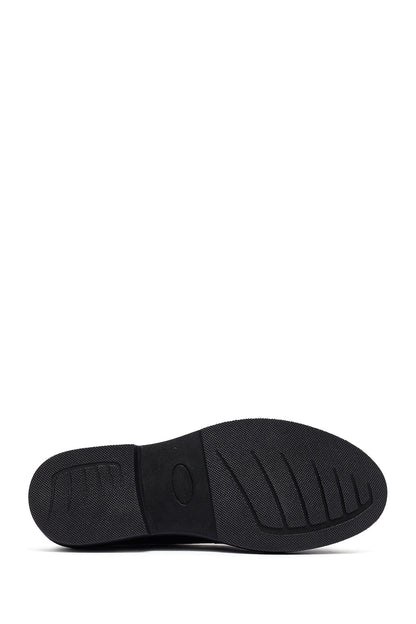 Kadın Siyah Deri Maskülen Loafer