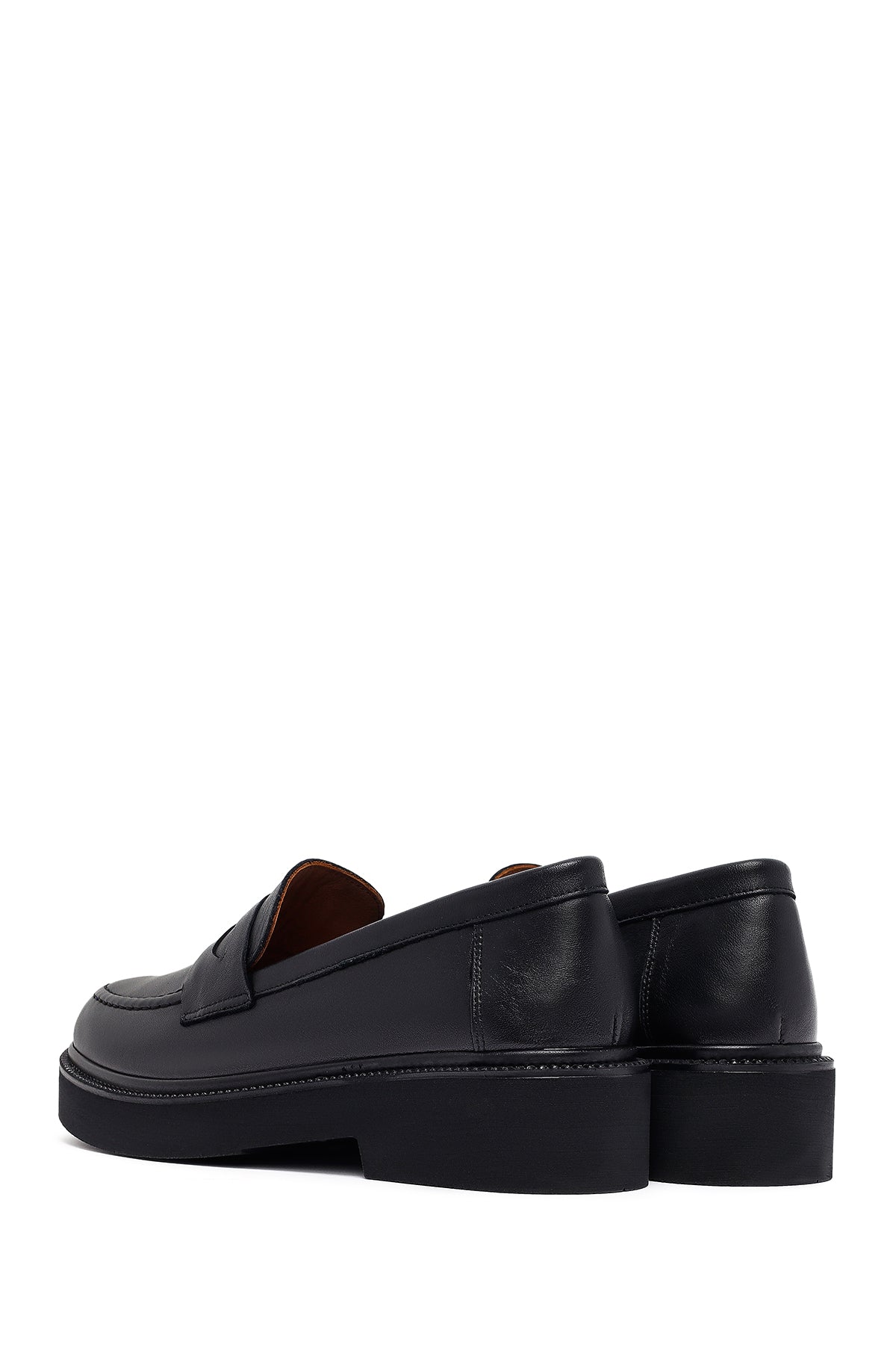 Kadın Siyah Deri Maskülen Loafer