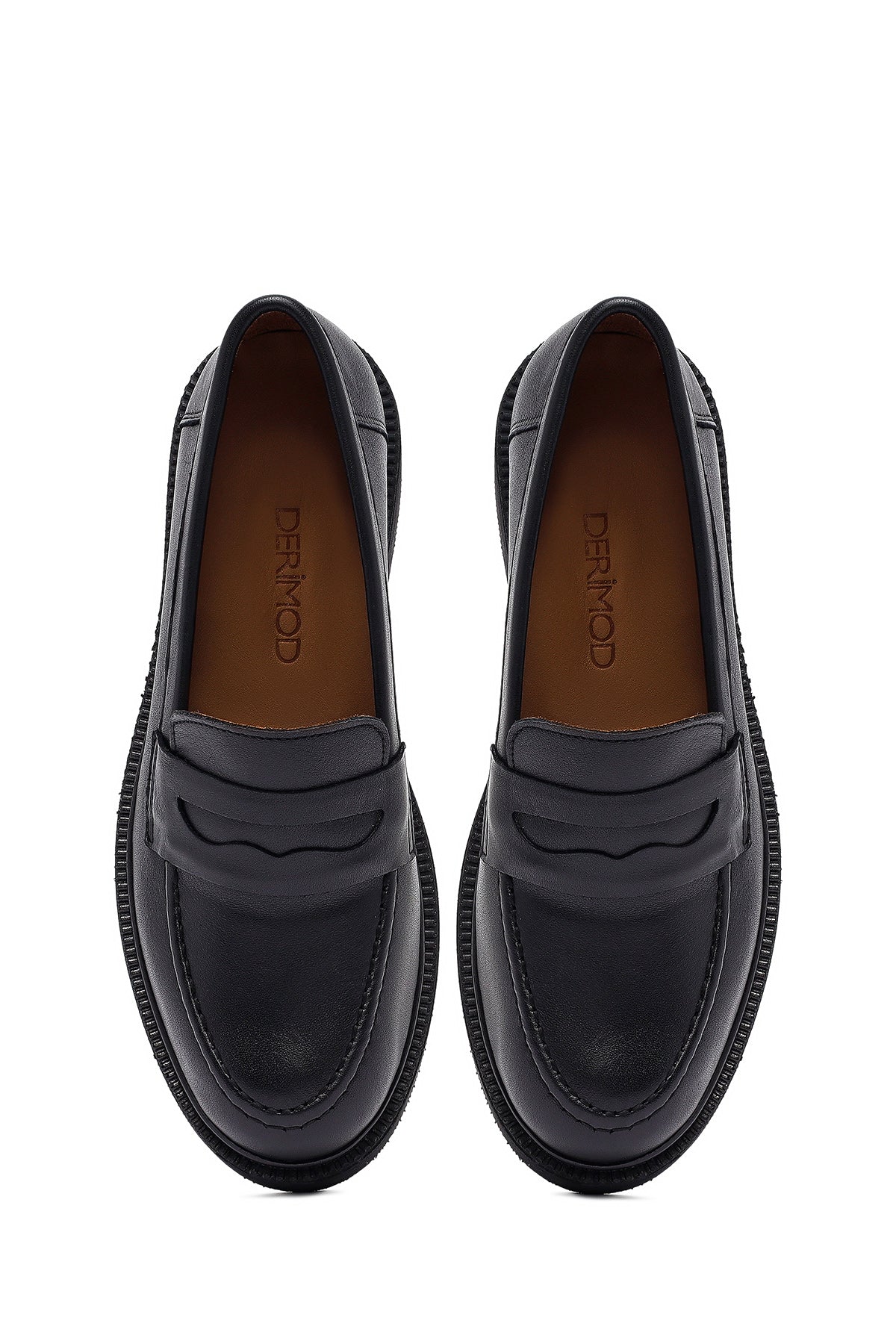 Kadın Siyah Deri Maskülen Loafer