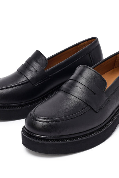 Kadın Siyah Deri Maskülen Loafer