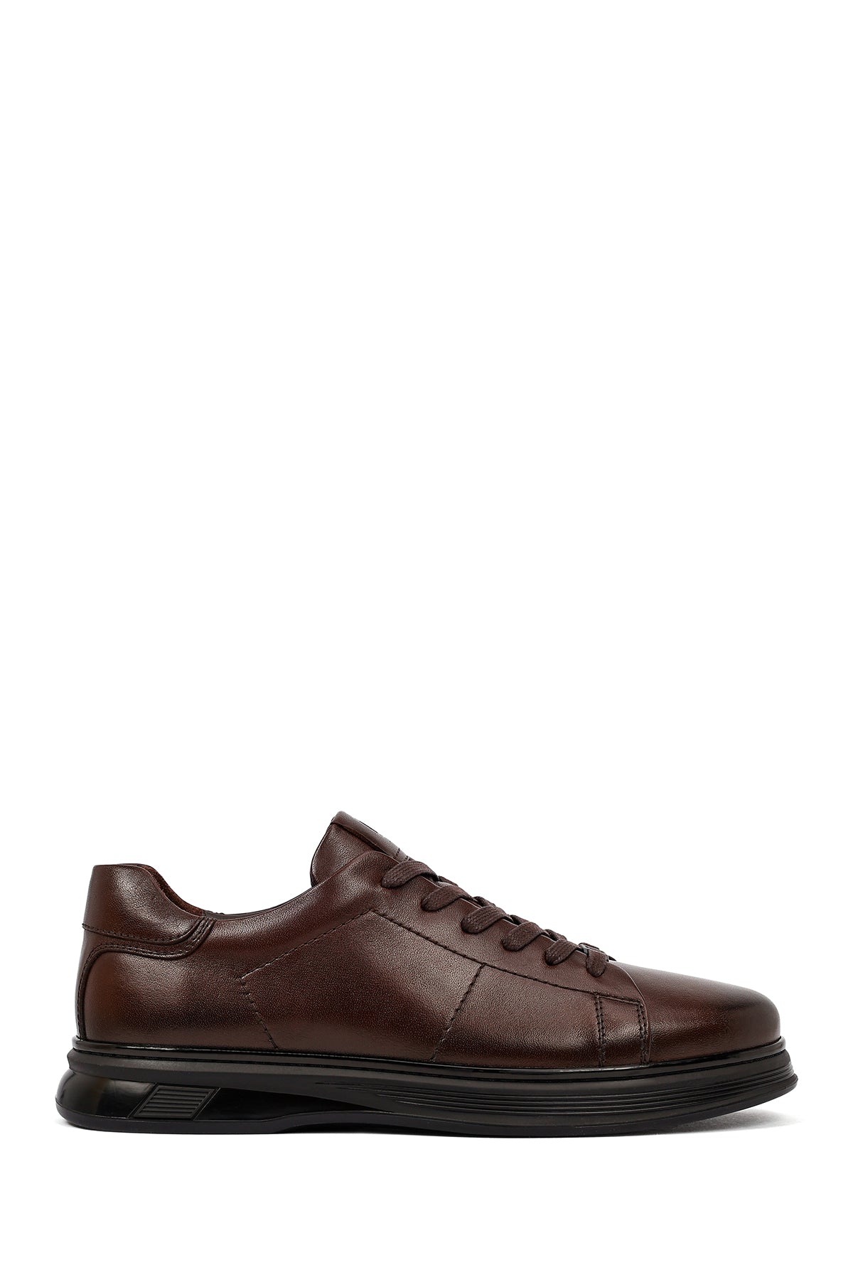 Erkek Kahverengi Bağcıklı Deri Casual Sneaker