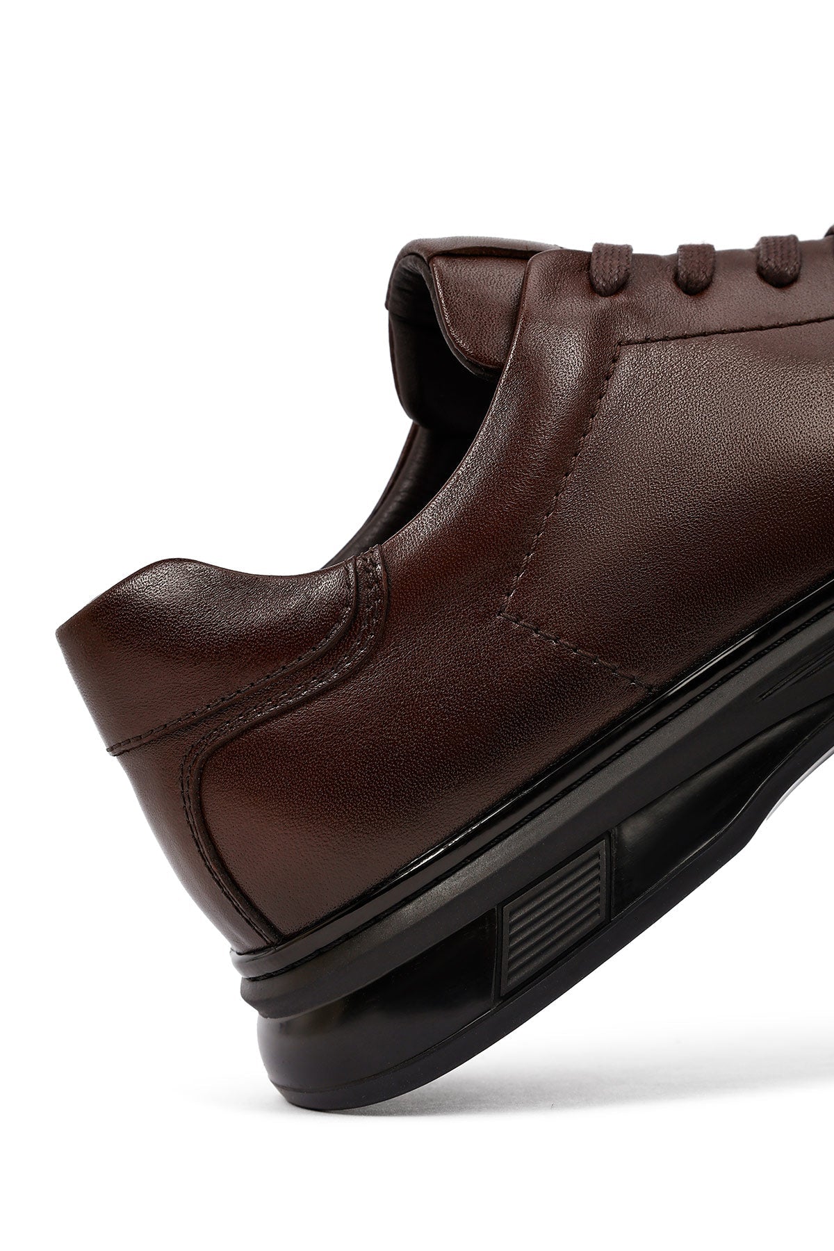 Erkek Kahverengi Bağcıklı Deri Casual Sneaker