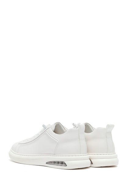 Erkek Beyaz Bağcıklı Deri Sneaker