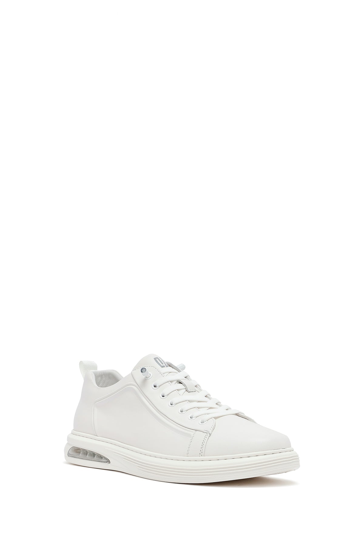 Erkek Beyaz Bağcıklı Deri Sneaker