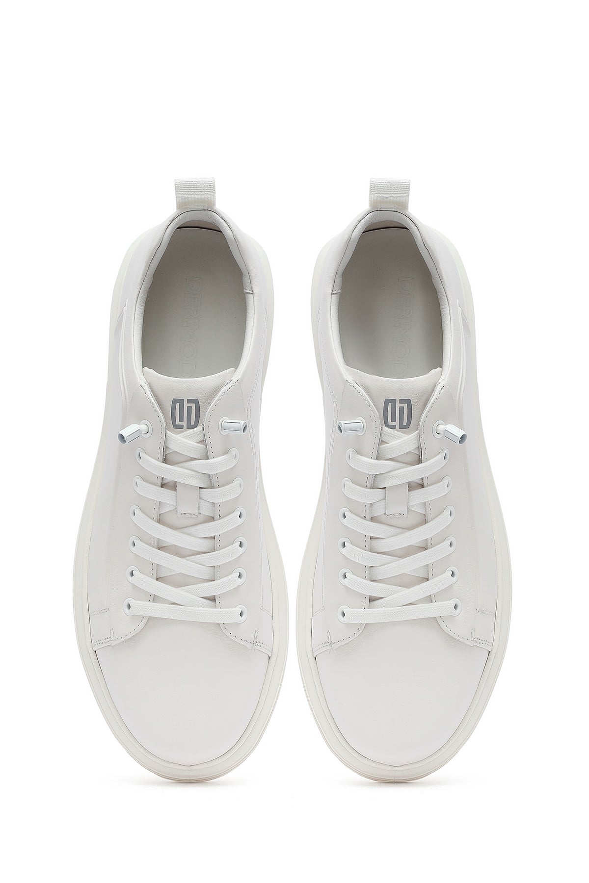Erkek Beyaz Bağcıklı Deri Sneaker
