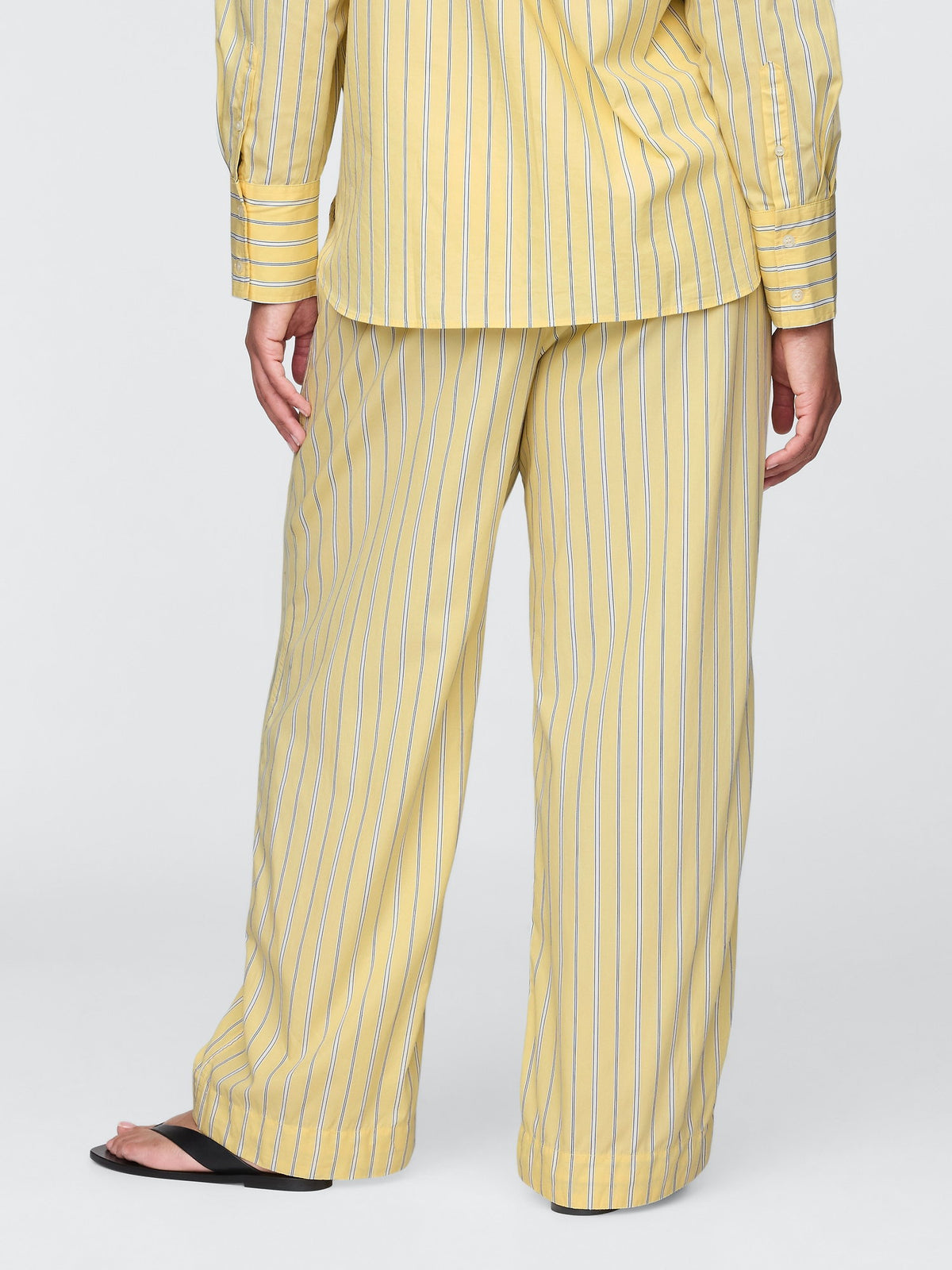 Sarı %100 Organik Pamuk Poplin Easy Wide-leg Pantolon