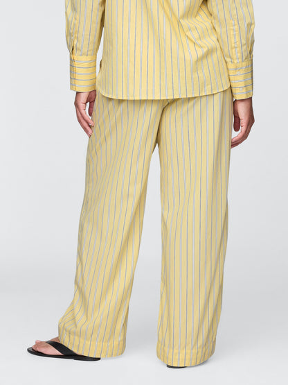 Sarı %100 Organik Pamuk Poplin Easy Wide-leg Pantolon