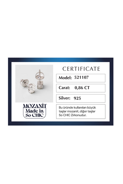 Mozanit Büyüsü 18 Ayar Beyaz Altın Kaplama Gümüş Tektaş Küpe 5211070199