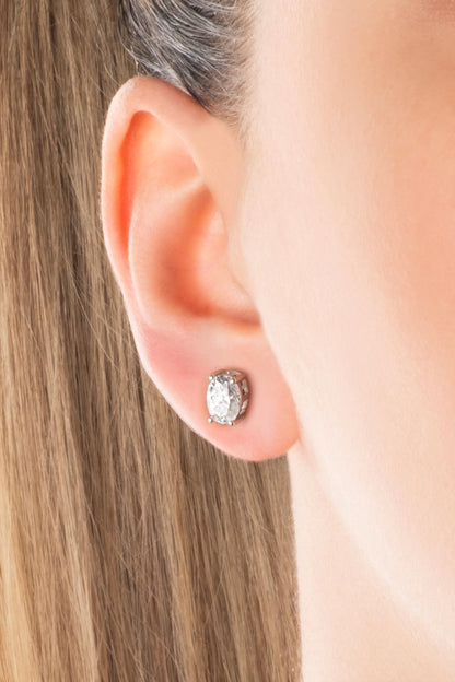 Mozanit Diana 18 Ayar Beyaz Altın Kaplama Gümüş Tektaş Küpe 5211080199