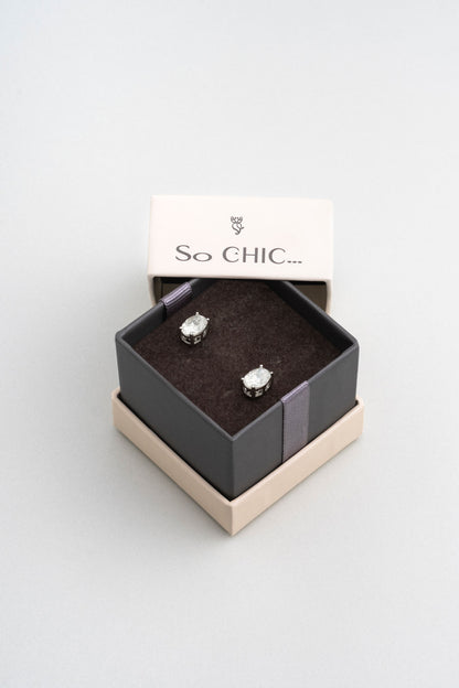 Mozanit Diana 18 Ayar Beyaz Altın Kaplama Gümüş Tektaş Küpe 5211080199