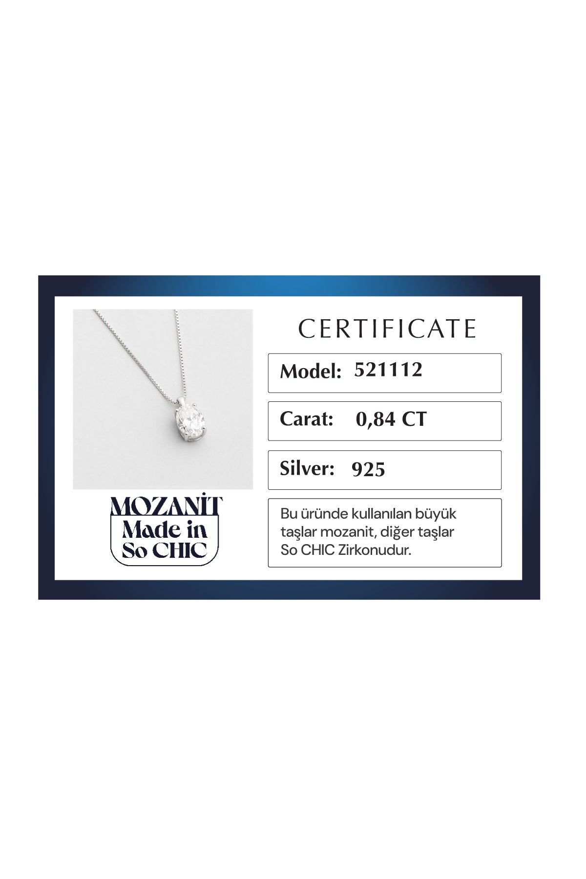 Mozanit Diana 18 Ayar Beyaz Altın Kaplama 45 Cm Gümüş Tektaş Kolye 5211120199