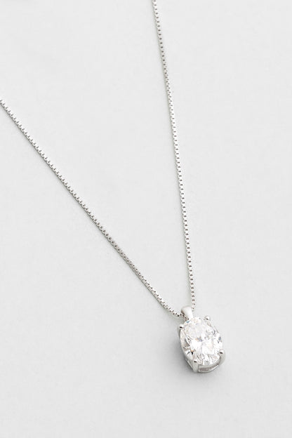 Mozanit Diana 18 Ayar Beyaz Altın Kaplama 45 Cm Gümüş Tektaş Kolye 5211120199