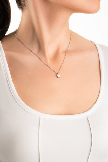 Mozanit Diana 18 Ayar Beyaz Altın Kaplama 45 Cm Gümüş Tektaş Kolye 5211120199