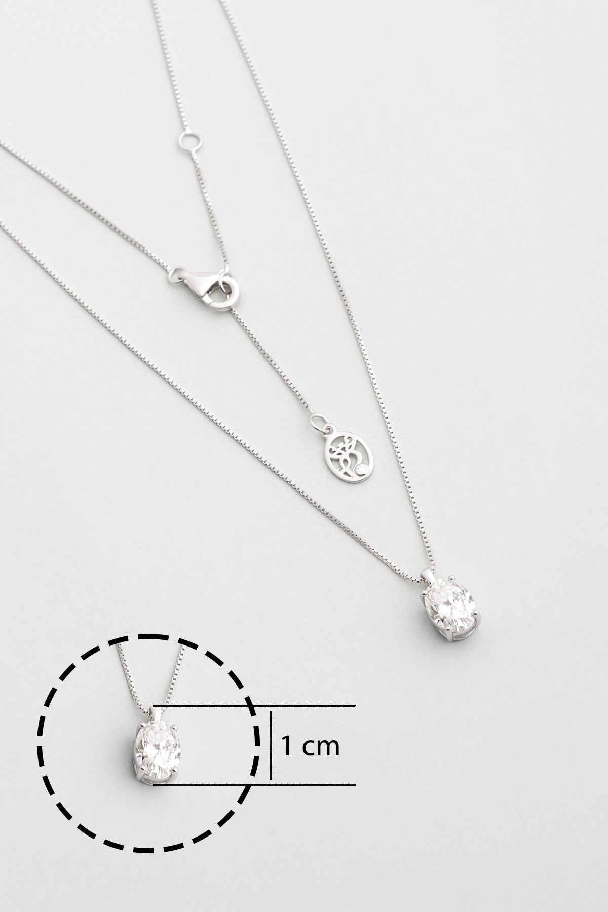 Mozanit Diana 18 Ayar Beyaz Altın Kaplama 45 Cm Gümüş Tektaş Kolye 5211120199