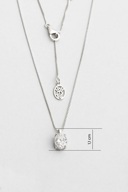 Mozanit Büyüsü 18 Ayar Beyaz Altın Kaplama 44 Cm Gümüş Kolye 5211130199