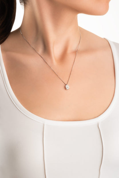 Mozanit Büyüsü 18 Ayar Beyaz Altın Kaplama 44 Cm Gümüş Kolye 5211130199