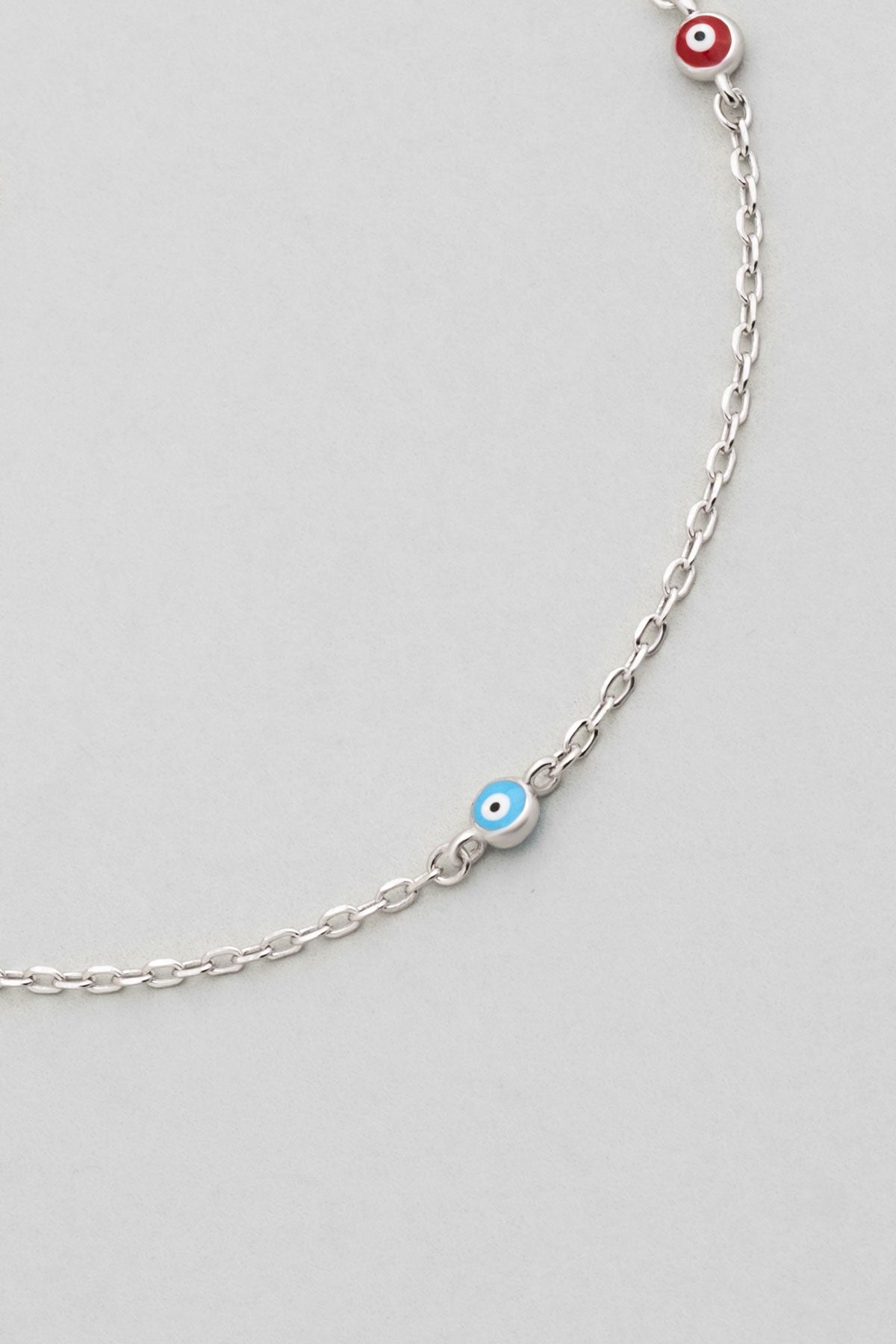 Minimal Nazar 18 Ayar Beyaz Altın Kaplama 19 Cm Gümüş Bileklik 5212071399