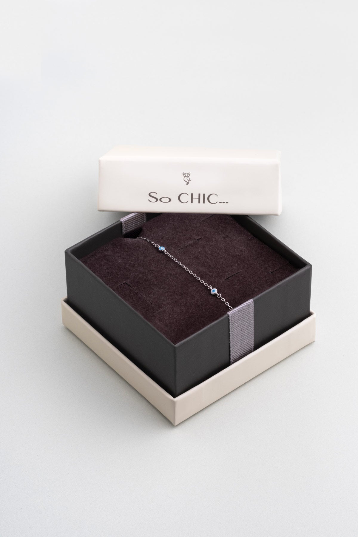 Minimal Nazar 18 Ayar Beyaz Altın Kaplama 19 Cm Gümüş Bileklik 5212071399