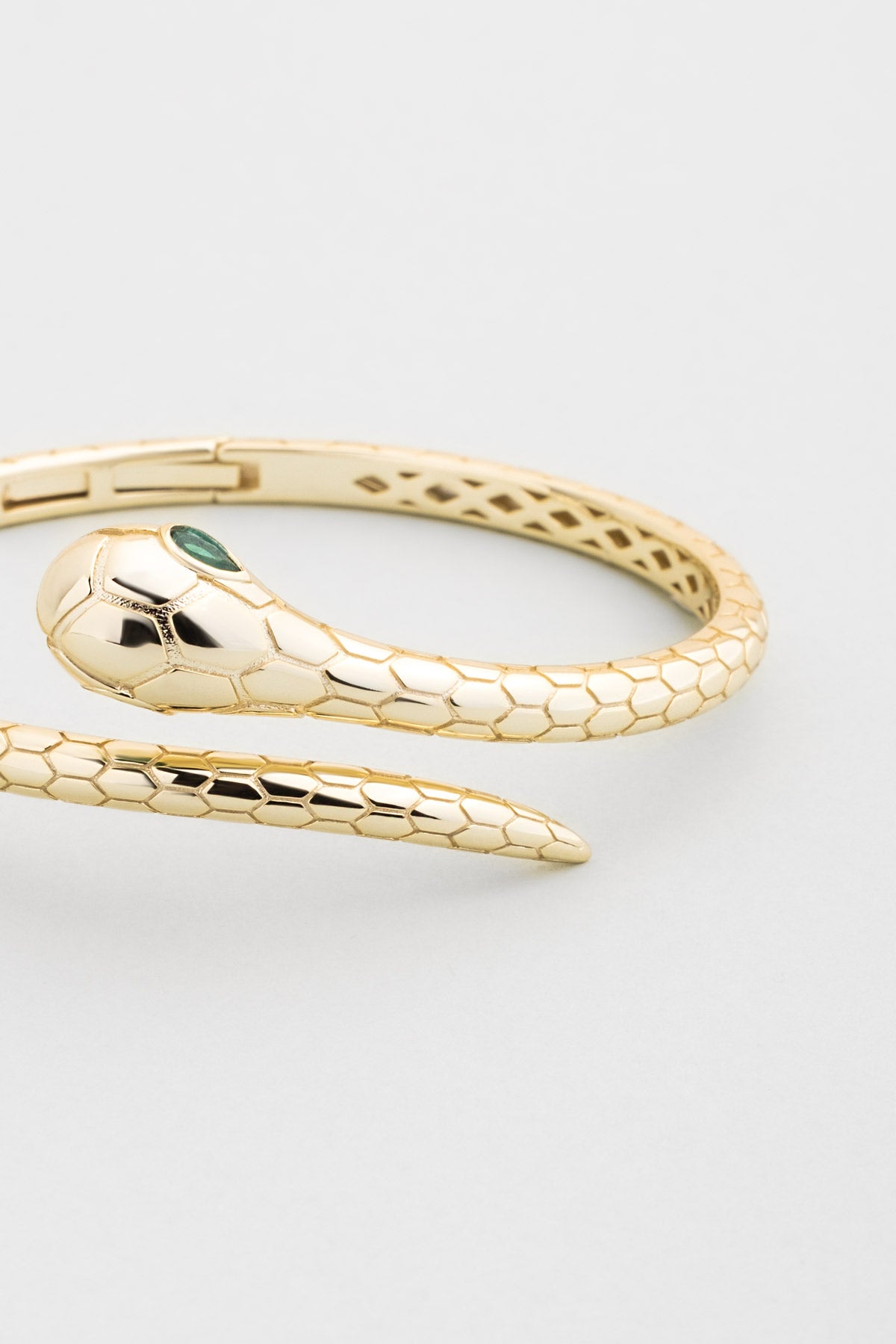 Medusa Yılanı 18 Ayar Sarı Altın Kaplama Gümüş Kelepçe Bileklik 5212380444