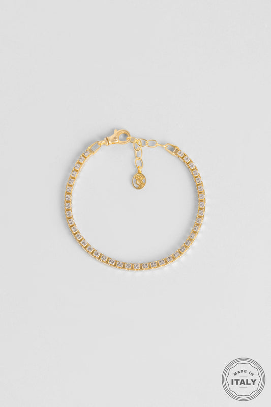 Italyan Brillante 18 Ayar Sarı Altın Kaplama 19 Cm Gümüş Bileklik 5212714499