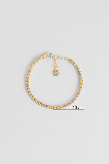 Italyan Brillante 18 Ayar Sarı Altın Kaplama 19 Cm Gümüş Bileklik 5212714499