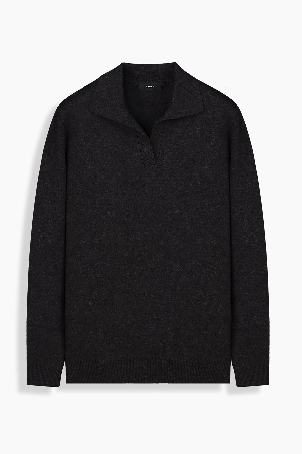 Trener Düğmesiz Polo Yaka Antrasit Triko Sweatshirt