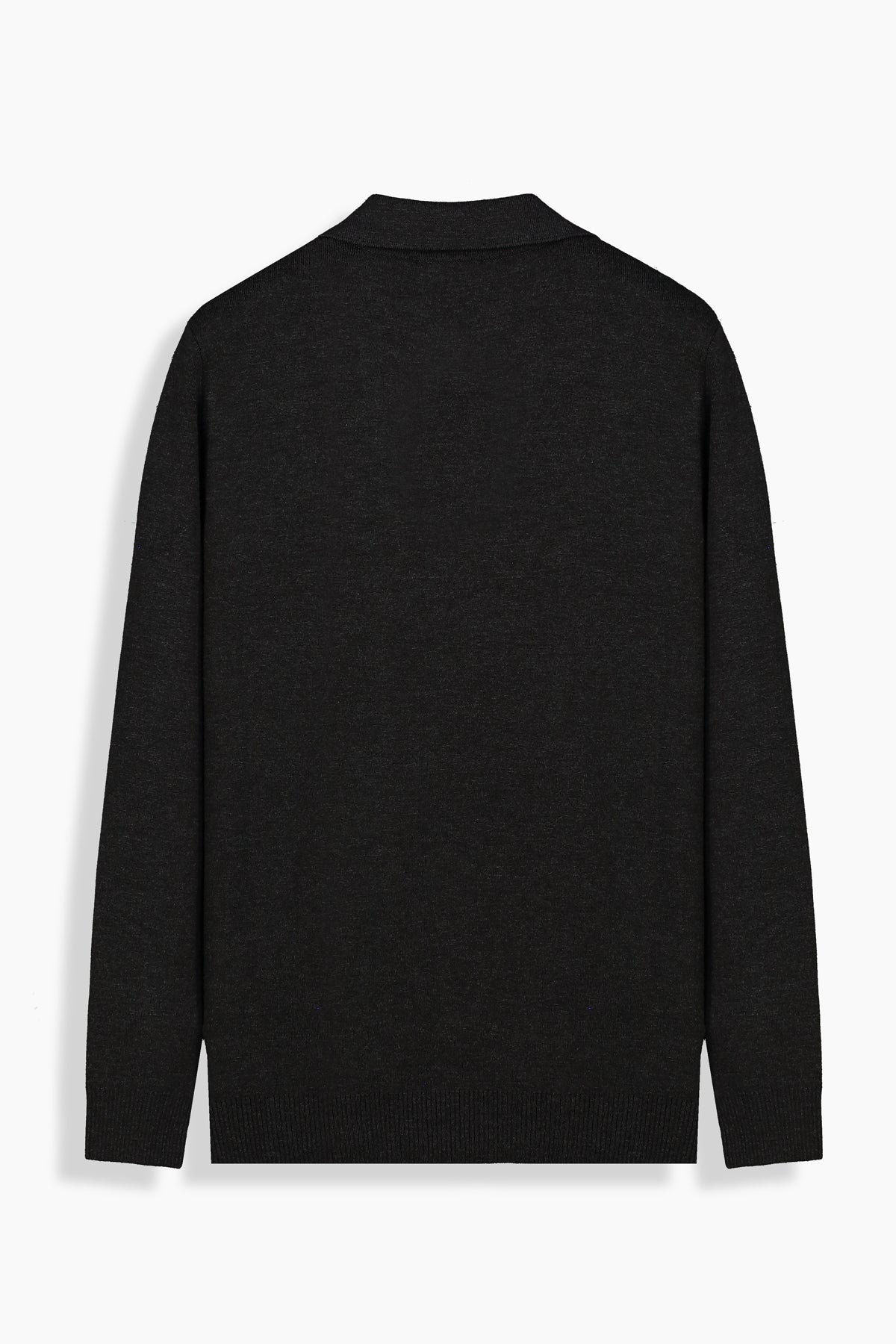 Trener Düğmesiz Polo Yaka Antrasit Triko Sweatshirt