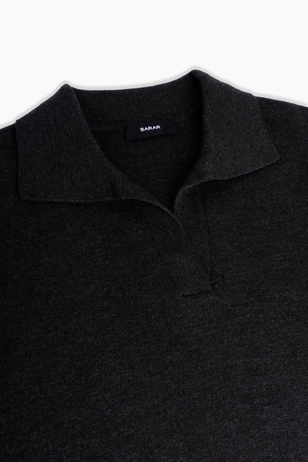 Trener Düğmesiz Polo Yaka Antrasit Triko Sweatshirt