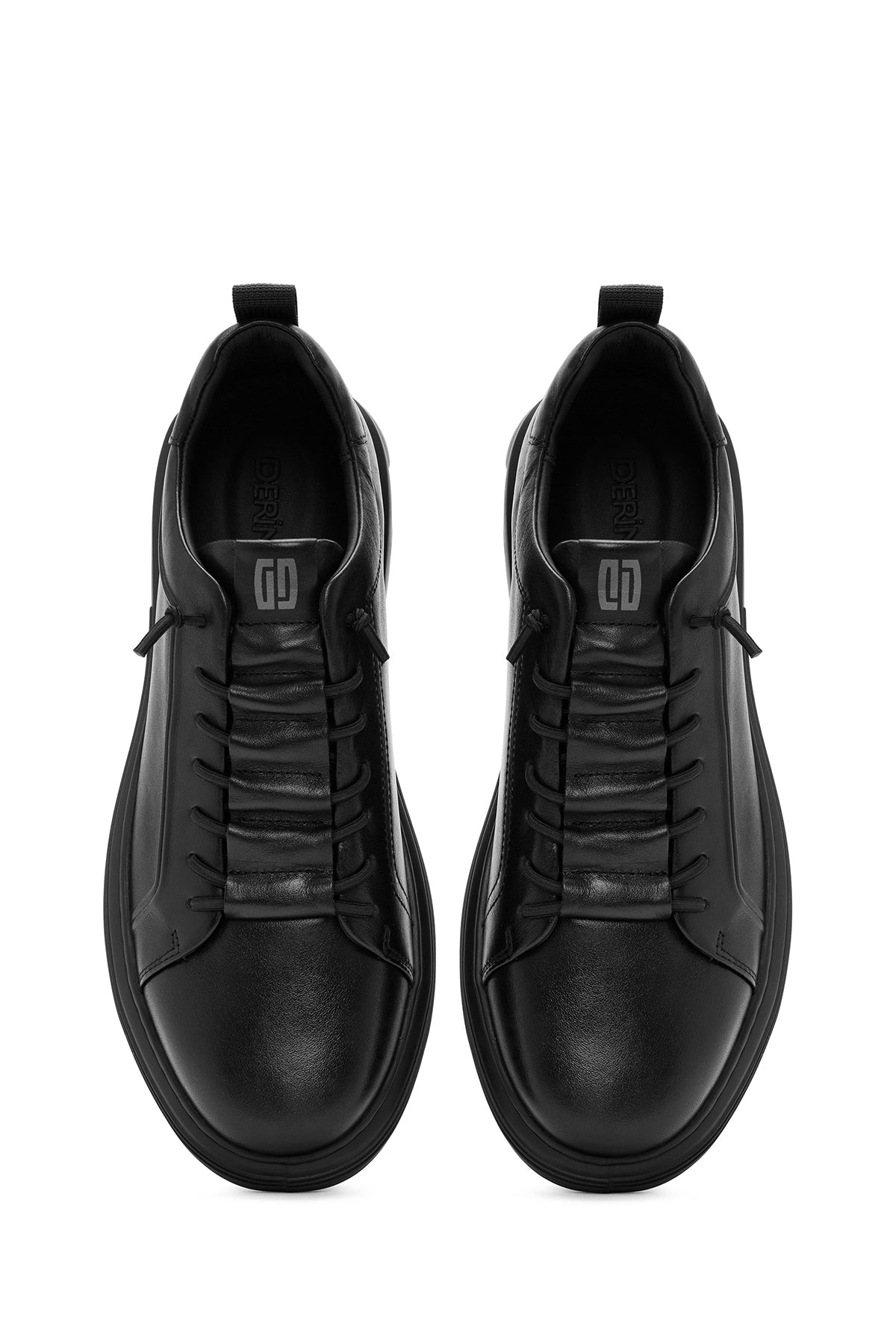 Erkek Siyah Bağcıklı Deri Sneaker