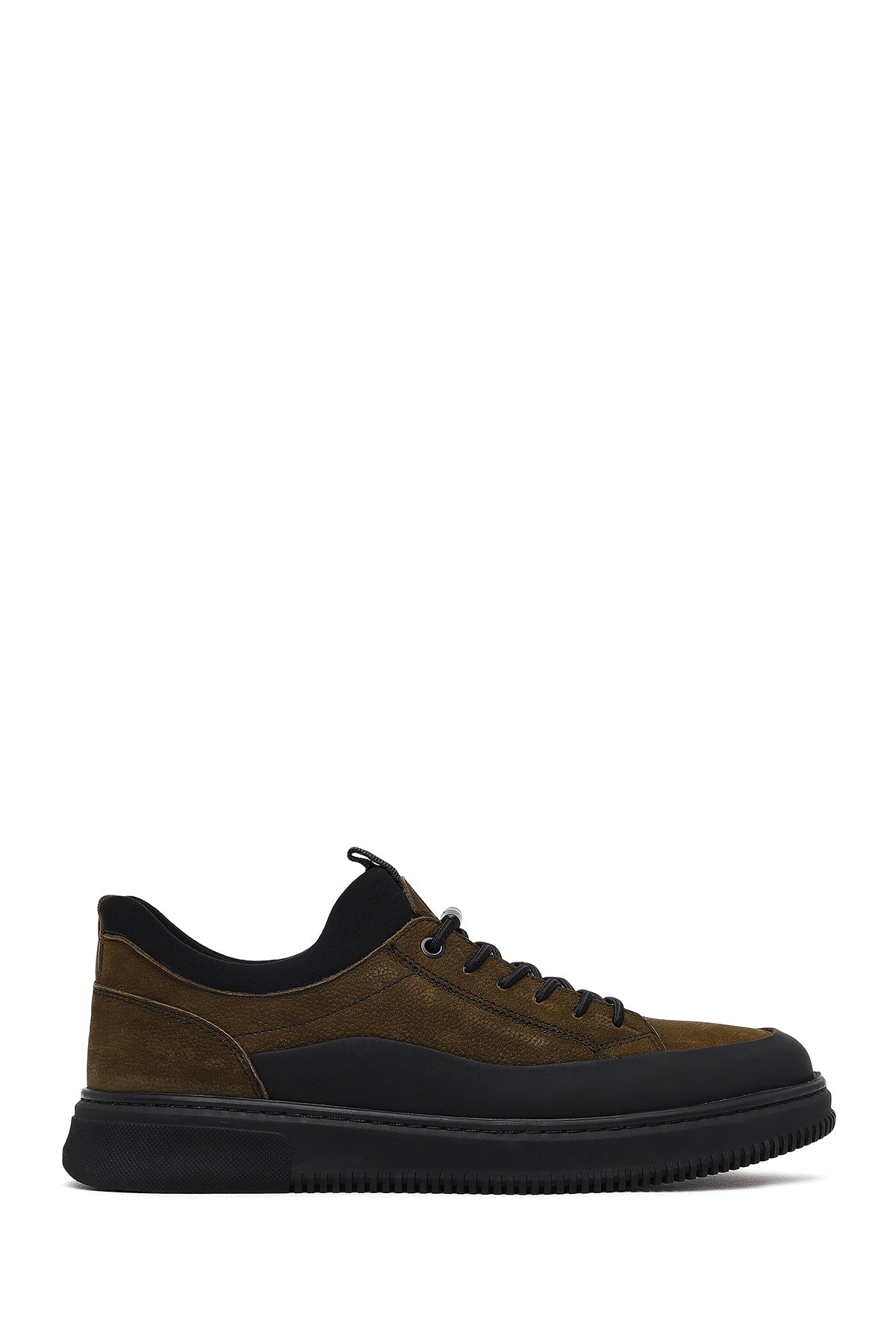 Erkek Haki Bağcıklı Nubuk Deri Sneaker