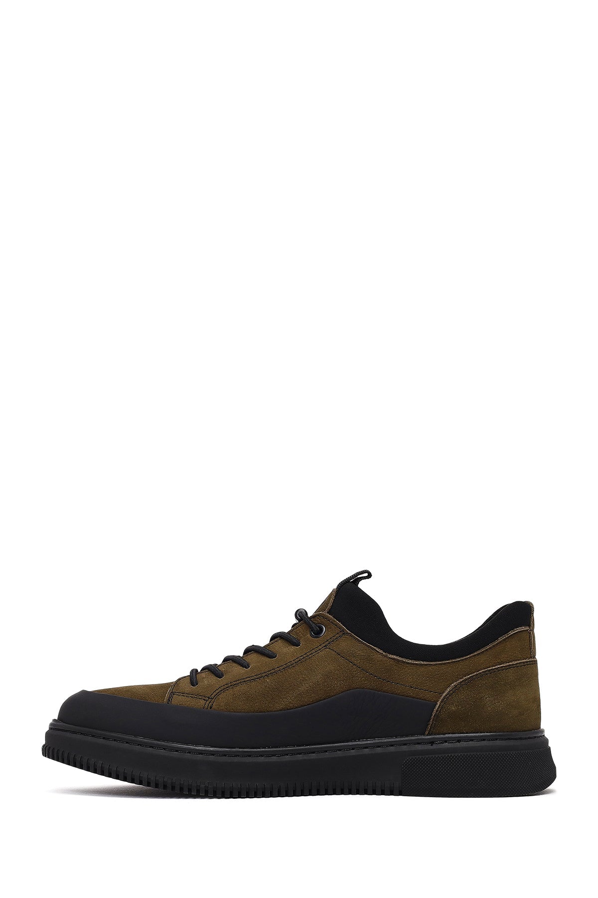 Erkek Haki Bağcıklı Nubuk Deri Sneaker