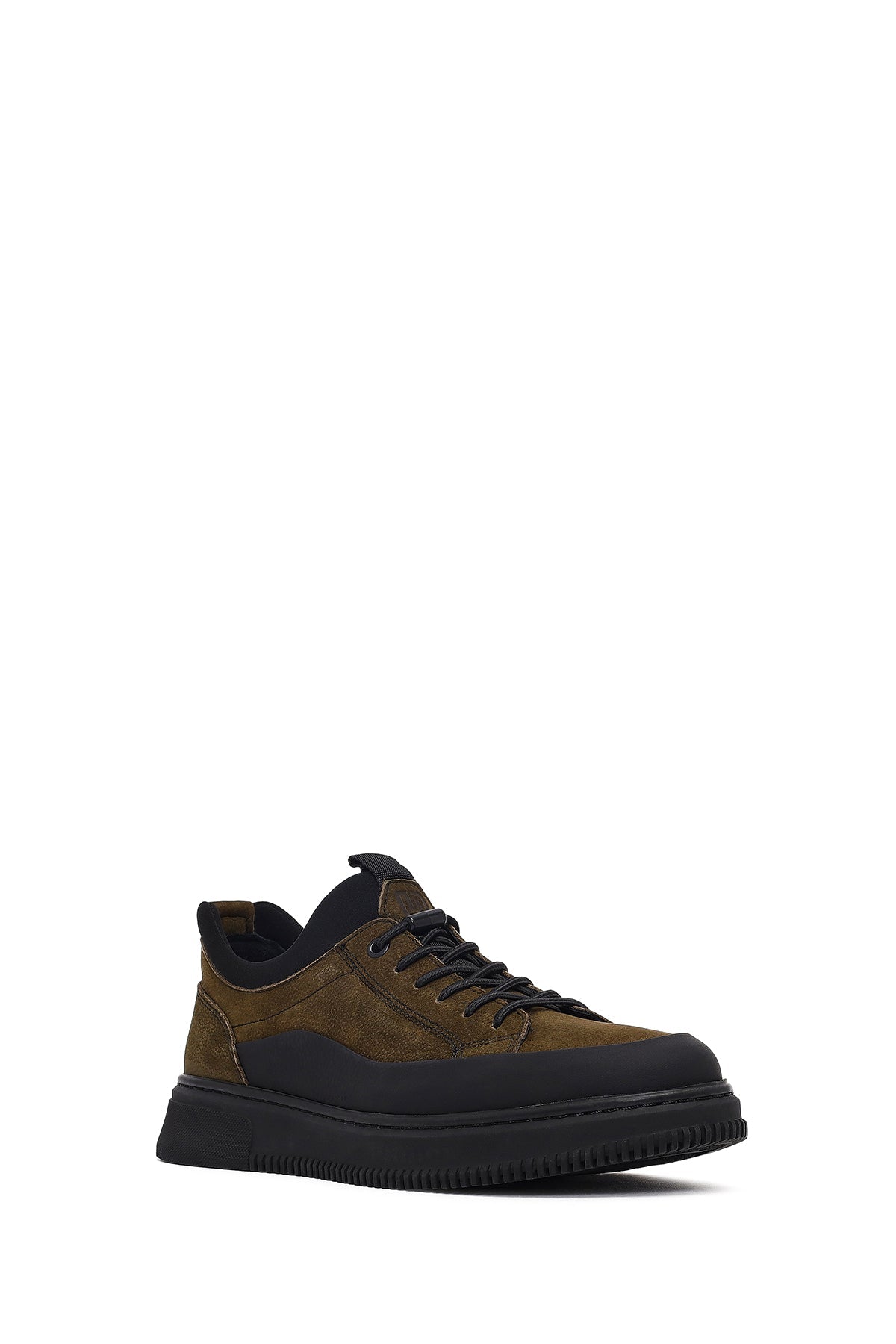 Erkek Haki Bağcıklı Nubuk Deri Sneaker