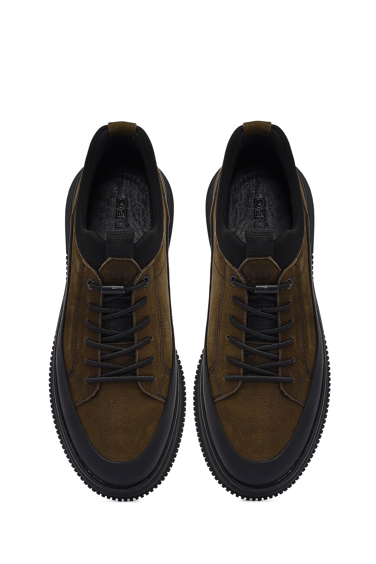 Erkek Haki Bağcıklı Nubuk Deri Sneaker