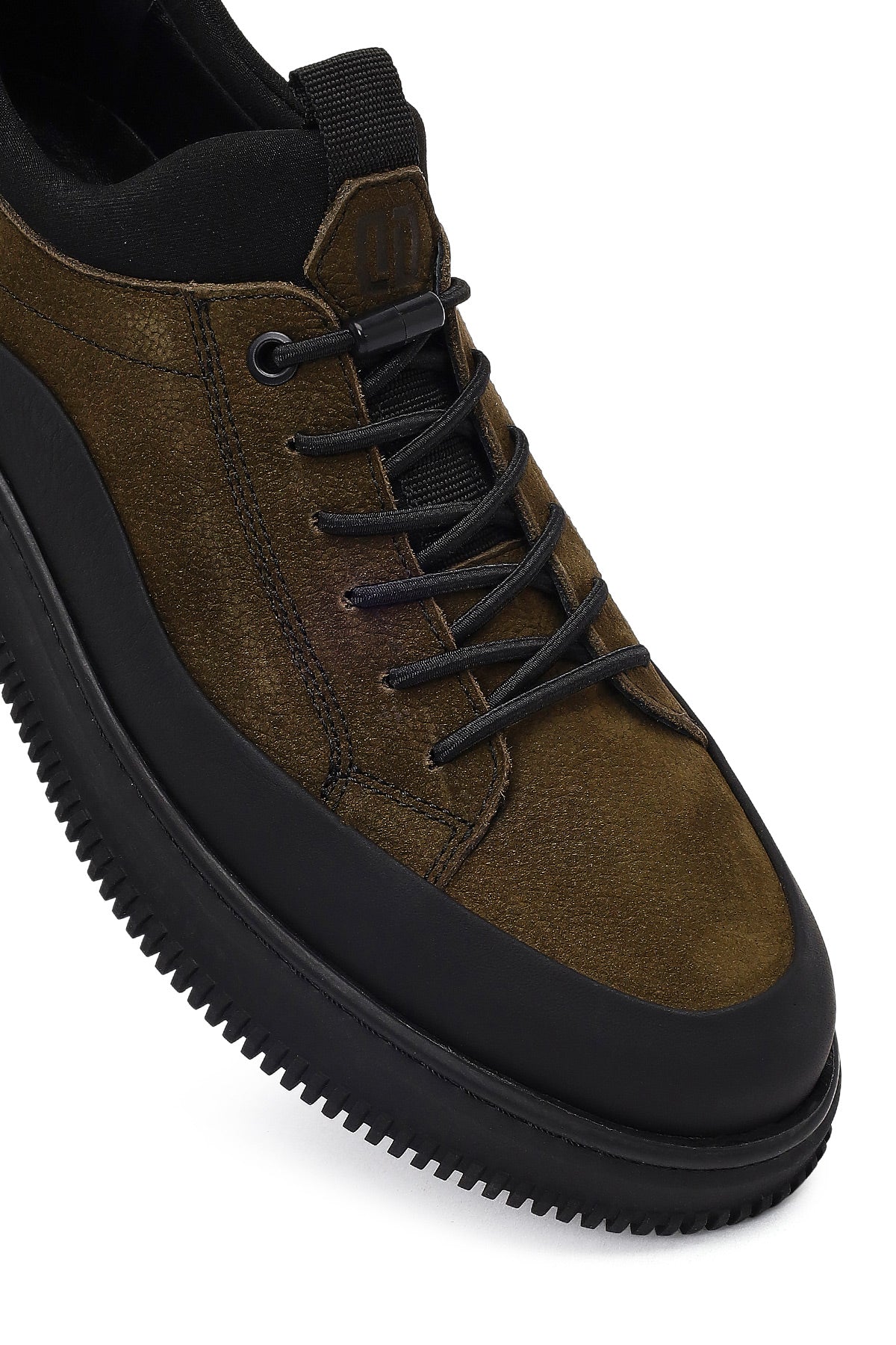 Erkek Haki Bağcıklı Nubuk Deri Sneaker