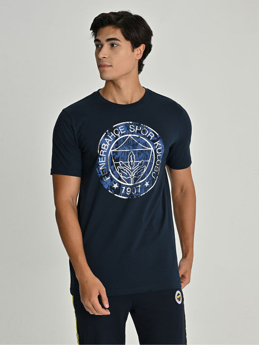 Fenerbahçe Lacivert Trend Varak Detaylı Erkek Tshirt