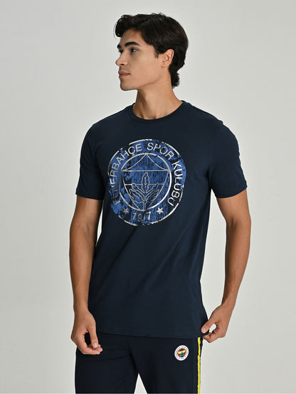 Fenerbahçe Lacivert Trend Varak Detaylı Erkek Tshirt