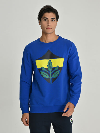 Fenerbahçe Saks Mavi Tribün Sarı Lacivert Basic Erkek Sweatshirt
