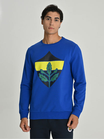 Fenerbahçe Saks Mavi Tribün Sarı Lacivert Basic Erkek Sweatshirt