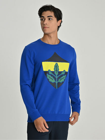 Fenerbahçe Saks Mavi Tribün Sarı Lacivert Basic Erkek Sweatshirt