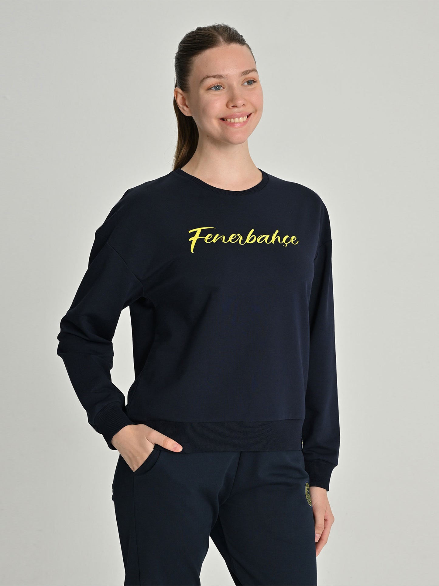 Fenerbahçe Lacivert Tribün Özel Baskı Kadın Sweatshirt