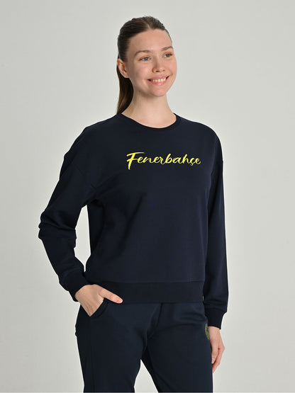Fenerbahçe Lacivert Tribün Özel Baskı Kadın Sweatshirt