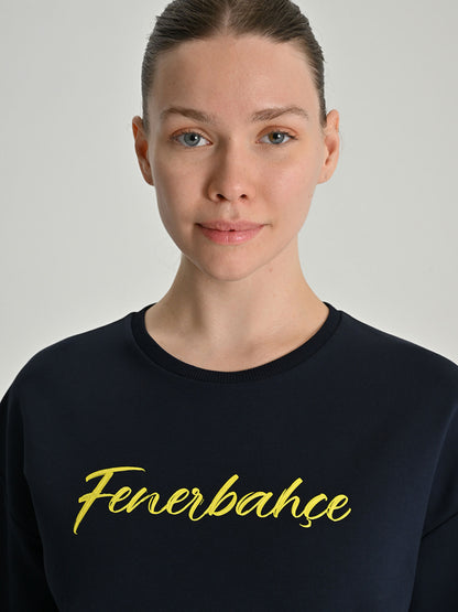 Fenerbahçe Lacivert Tribün Özel Baskı Kadın Sweatshirt
