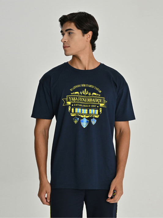 Fenerbahçe Lacivert Tribün Vintage Erkek Tshirt