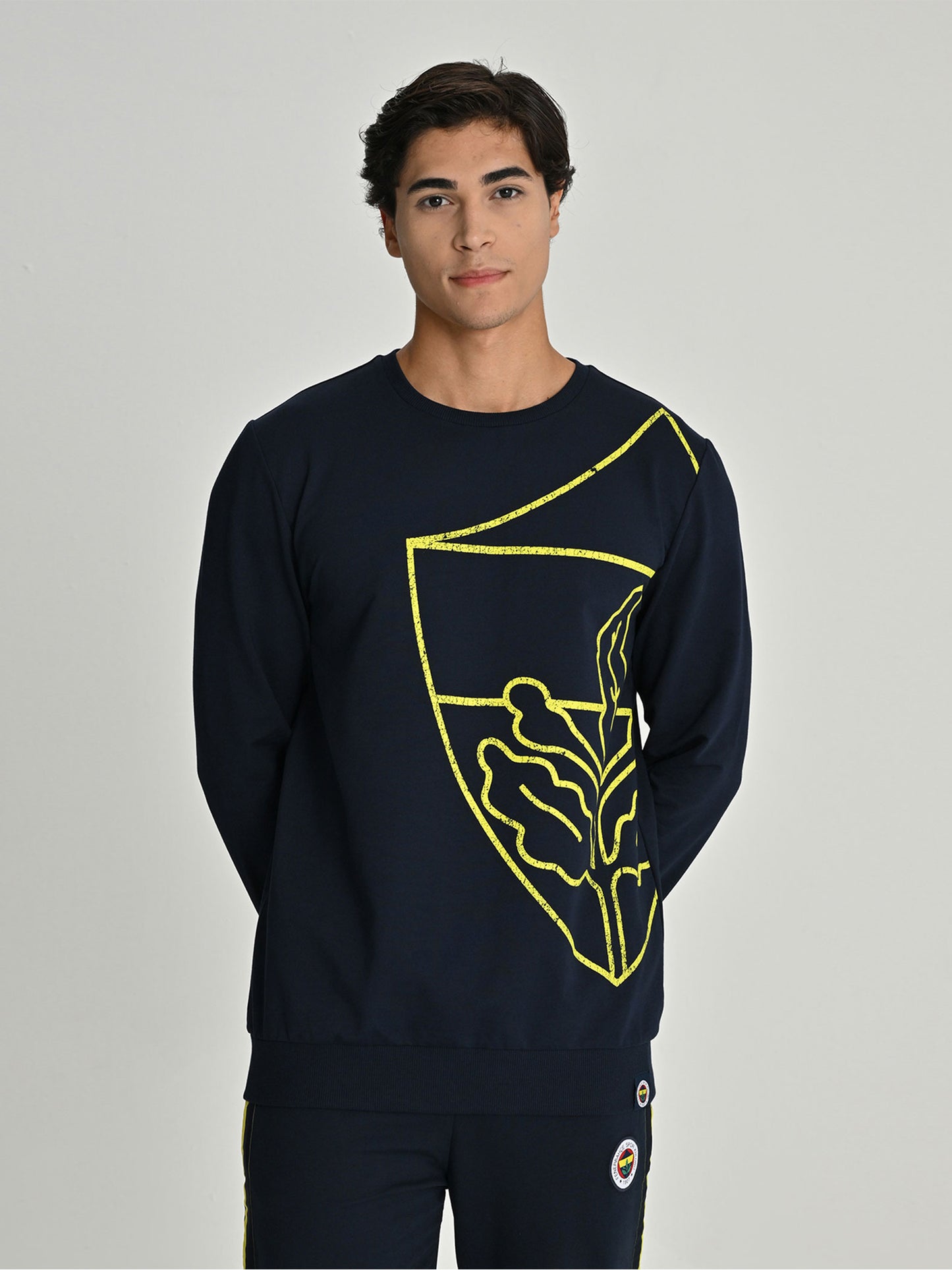 Fenerbahçe Lacivert Tribün All Over Baskı Erkek Sweatshirt
