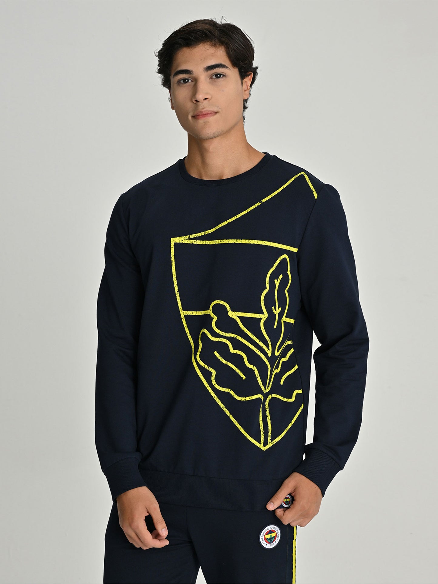 Fenerbahçe Lacivert Tribün All Over Baskı Erkek Sweatshirt